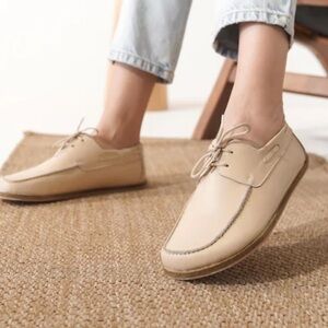 Nefes Women's Handmade Barefoot leather Boat shoes in Tan